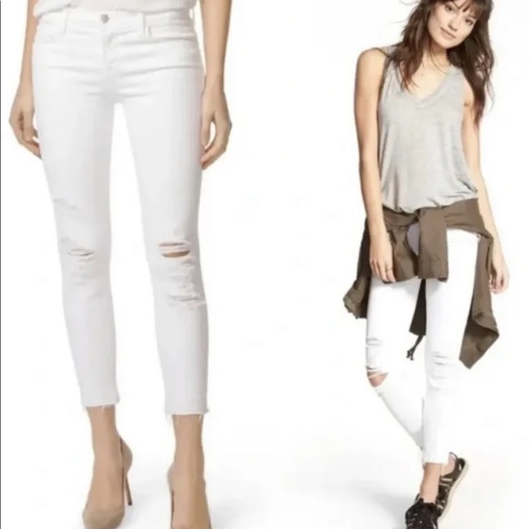 J Brand Denim - NWT $178 J Brand Cropped Skinny Jeans in Demented Distressfrd White Wash Sz 28